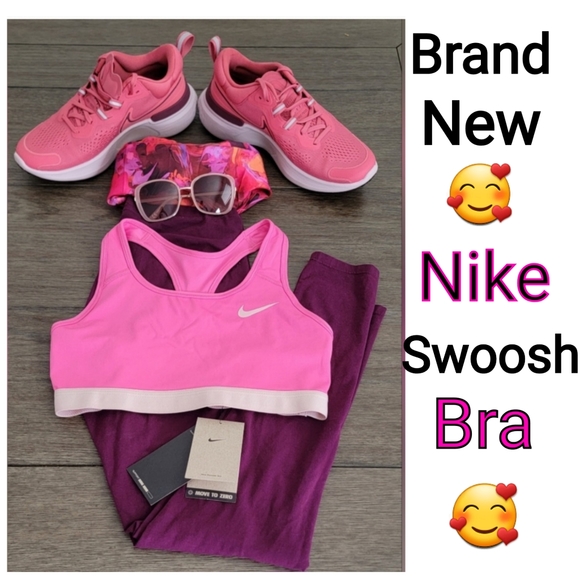 Nike Swoosh Women's Sports Bra, Pink, Size M - Picture 2 of 10